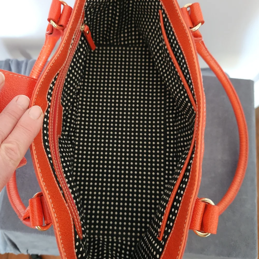 Kate Spade Orange Leather Satchel – Polka Dot Interior| MSRP $298